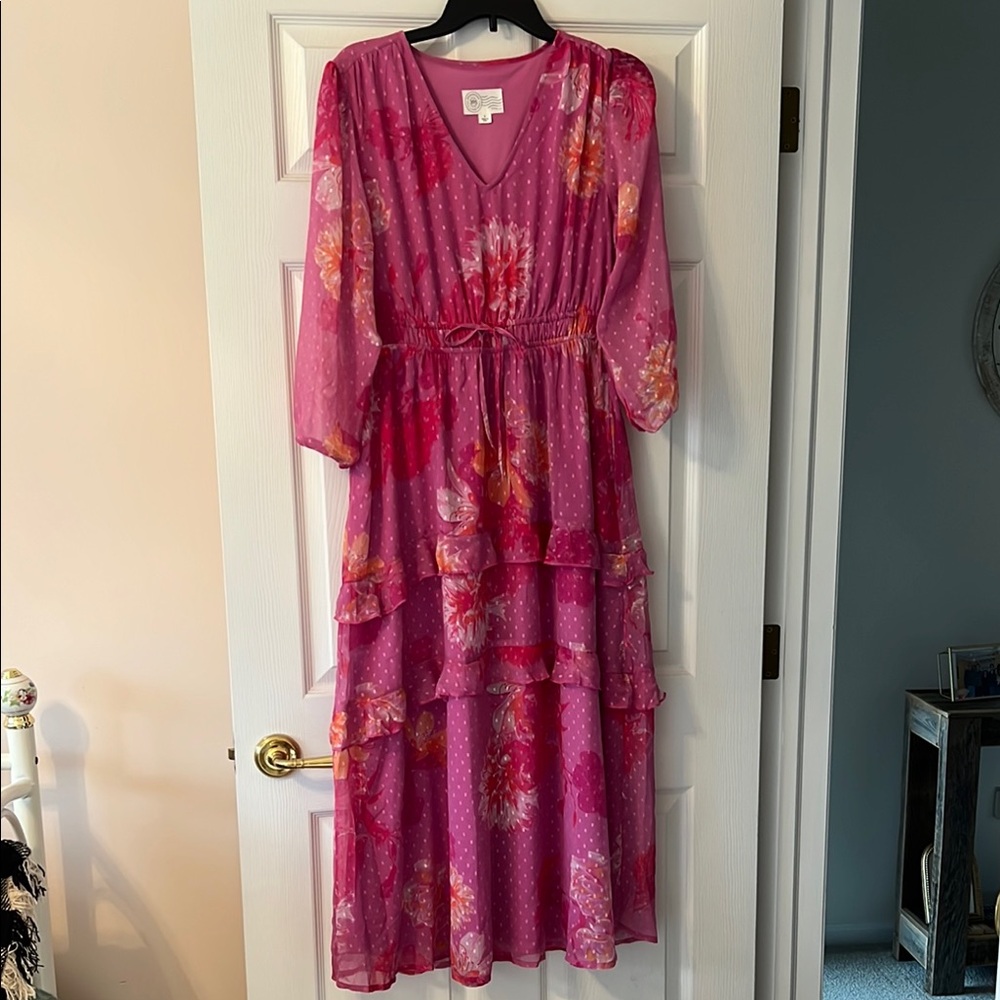 NWOT Floral Chiffon Maxi Dress